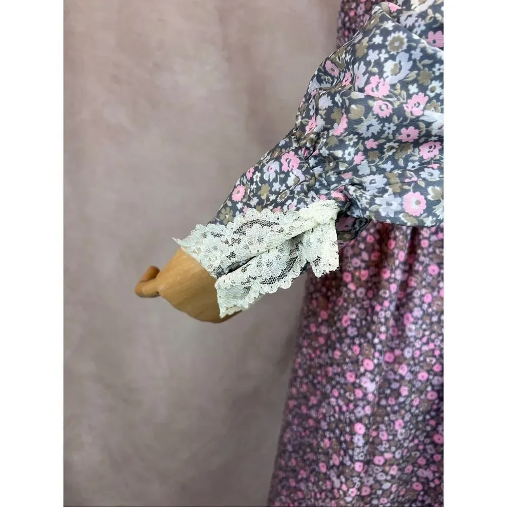 Vintage 1970s Victorian Prairie Dress Gunne Style Prairie Dress Floral Renaissan